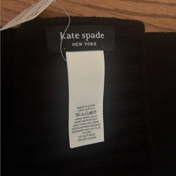 Kate Spade Black Knit Bow Hat and Scarf Set - Picture 3 of 5